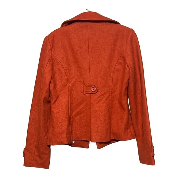 Anthropologie Tulle Kate Coat Wool Blend Burnt Sienna Button Front Slim-Fit - Picture 2 of 8